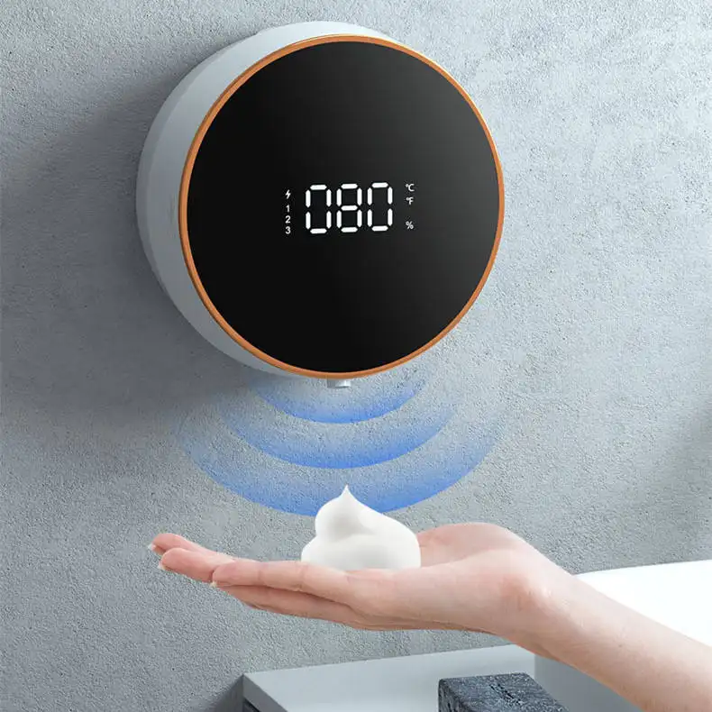Dozator Automat de Săpun Lichid Lumenus Wall-Smart - Cu Senzor Infraroșu, Afișaj LED Digital și Reîncărcabil USB-C